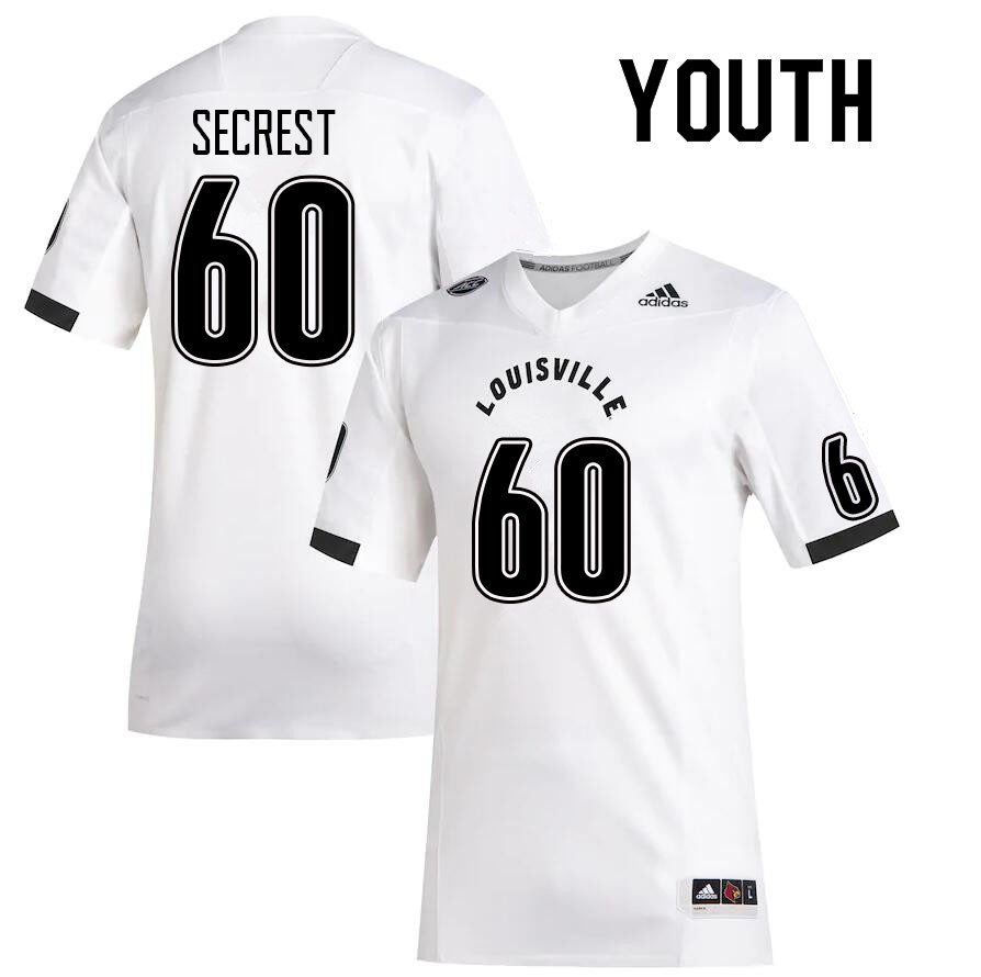 Youth #60 Sam Secrest Louisville Cardinals College Football Jerseys Sale-White